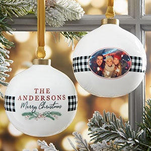 Festive Foliage Family Photo Personalized Ball Ornament