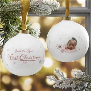 Baby's First Christmas Personalized Photo Ball Ornament - Girl