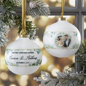 Our First Christmas Personalized Wedding Photo Ball Ornament
