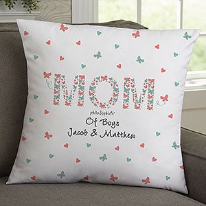 Floral Mom philoSophie's Personalized 18-inch Velvet Throw Pillow