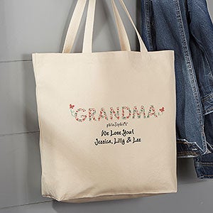 Floral Mom philoSophie's Personalized Canvas Tote Bag 20x15