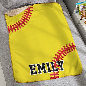 Softball Personalized 30x40 Sherpa Blanket