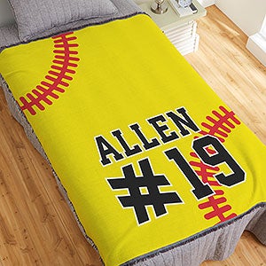 Softball Personalized 56x60 Woven Throw