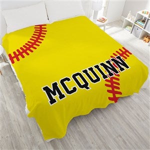 Softball Personalized 90x90 Plush Queen Fleece Blanket