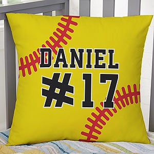 Softball Personalized 18-inch Velvet Throw Pillow