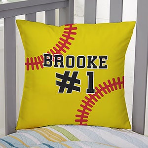 Softball Personalized 14-inch Velvet Throw Pillow