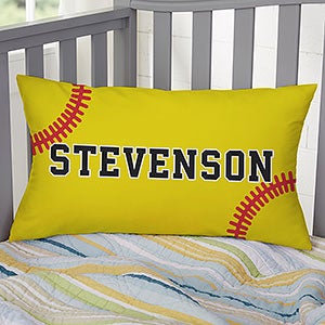 Softball Personalized Lumbar Throw Pillow