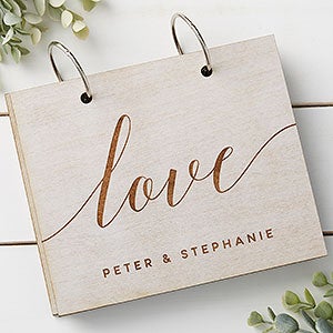 Love Personalized Wood Photo Album - Whitewash