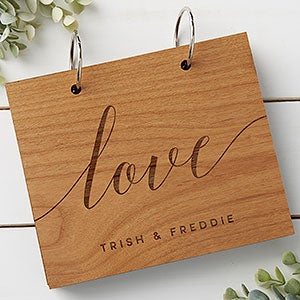 Love Personalized Wood Photo Album - Natural Alderwood