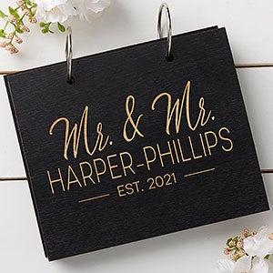Stamped Elegance Personalized Wedding Black Poplar Wood Photo Album