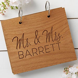 Stamped Elegance Personalized Wedding Natural Wood Photo Album
