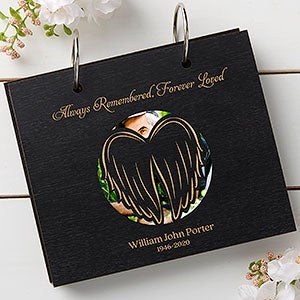 On Angels Wings Personalized Black Poplar Wood Photo Album