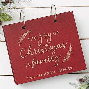 The Joy Of Christmas Personalized Wood Photo Album - Red Poplar