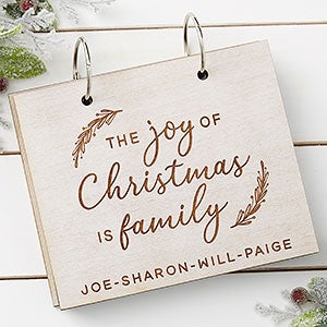 The Joy Of Christmas Personalized Wood Photo Album - Whitewash