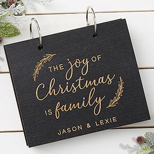 The Joy Of Christmas Personalized Wood Photo Album - Black Poplar