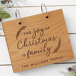 The Joy Of Christmas Personalized Wood Photo Album - Natural Alderwood