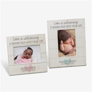 Love Is Welcoming A Grandchild Personalized Shiplap Picture Frame