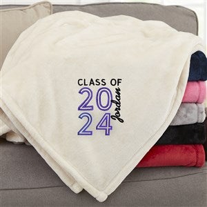 Graduating Class Of Embroidered 50x60 Beige Fleece Blanket