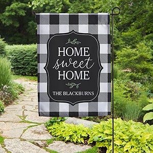 Black & White Buffalo Check Personalized Garden Flag