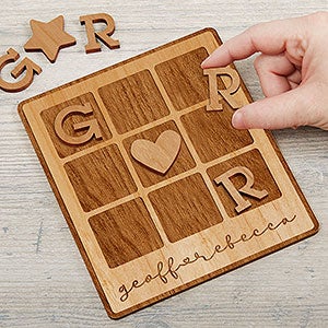 Personalized Romantic Natural Wood Tic Tac Toe