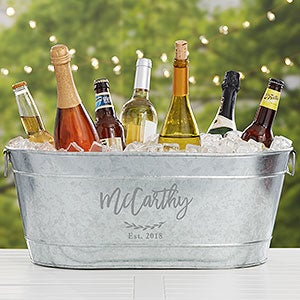 Family Name Personalized Galvanized Beverage Tub