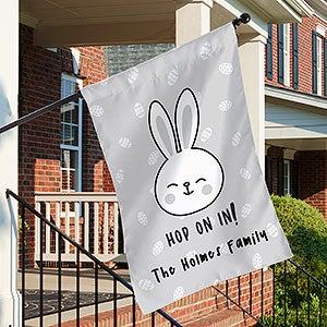 Hop On In Personalized Easter House Flag