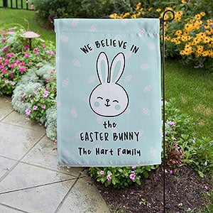 We Believe in the Easter Bunny Personalized Garden Flag