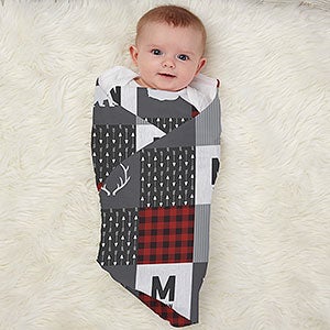 Buffalo Plaid Personalized Baby Receiving Blanket