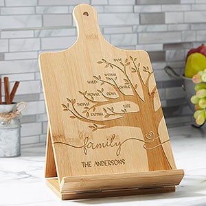 Family Tree Personalized Bamboo Cookbook & Tablet Stand - #30238