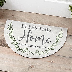 Bless This Home Personalized Half Round Doormat
