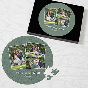 Family Photo Collage Personalized 68 Pc Round Puzzle - 3 Photo