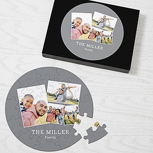 Family Photo Collage Personalized 26 Pc Round Puzzle - 4 Photo