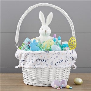 Space Personalized White Wicker Easter Basket