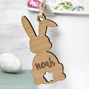 Easter Bunny Personalized Natural Wood Easter Basket Tag