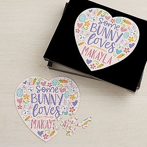 Somebunny Loves You Personalized Heart Puzzle