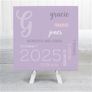 Modern All About Baby Girl Personalized Baby Canvas Prints - 8x8