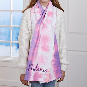 Pastel Tie Dye Personalized Kid's Fleece Scarf