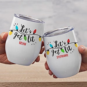 Let's Get Lit Personalized Christmas 16oz Beer Can Glass