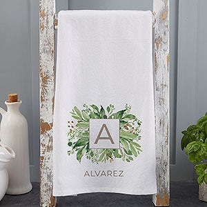 Greenery Monogram Personalized Flour Sack Towel-30307