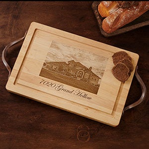 Maple Leaf Personalized 18 Photo Cutting Board with Handles