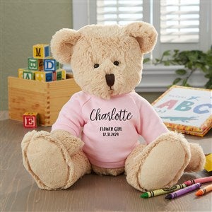 Flower Girl Personalized Plush Teddy Bear - Pink