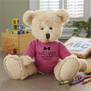 Ring Bearer Personalized Plush Teddy Bear - Raspberry