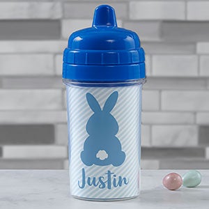 Pastel Bunny Personalized Toddler 10oz Sippy Cup - Blue