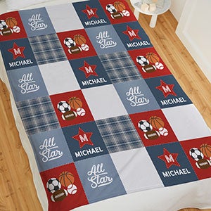 All-Star Sports Baby Personalized 50x60 Plush Fleece Blanket