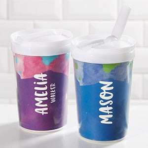 Watercolor Name Personalized Toddler 8oz Sippy Cup