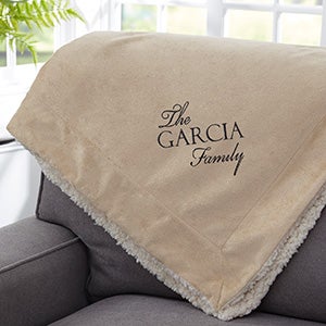 Elegant Family Embroidered 50x60 Tan Sherpa Blanket