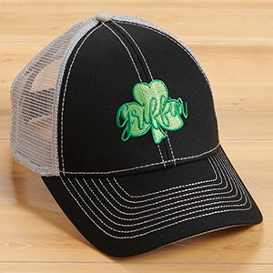 My Lucky St Patrick's Day Embroidered Black/Grey Trucker Hat