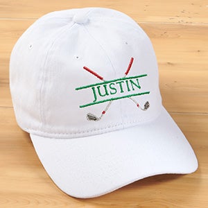 Crossed Clubs Personalized White Baseball Cap