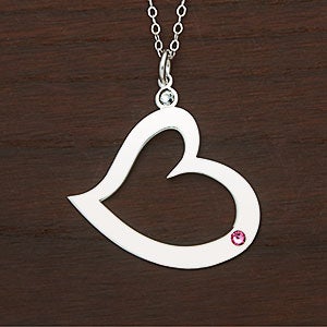 Birthstone Heart Personalized Necklace - 1 Stone