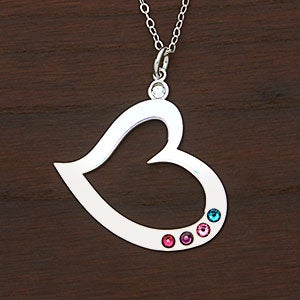 Birthstone Heart Personalized Necklace - 4 Stones